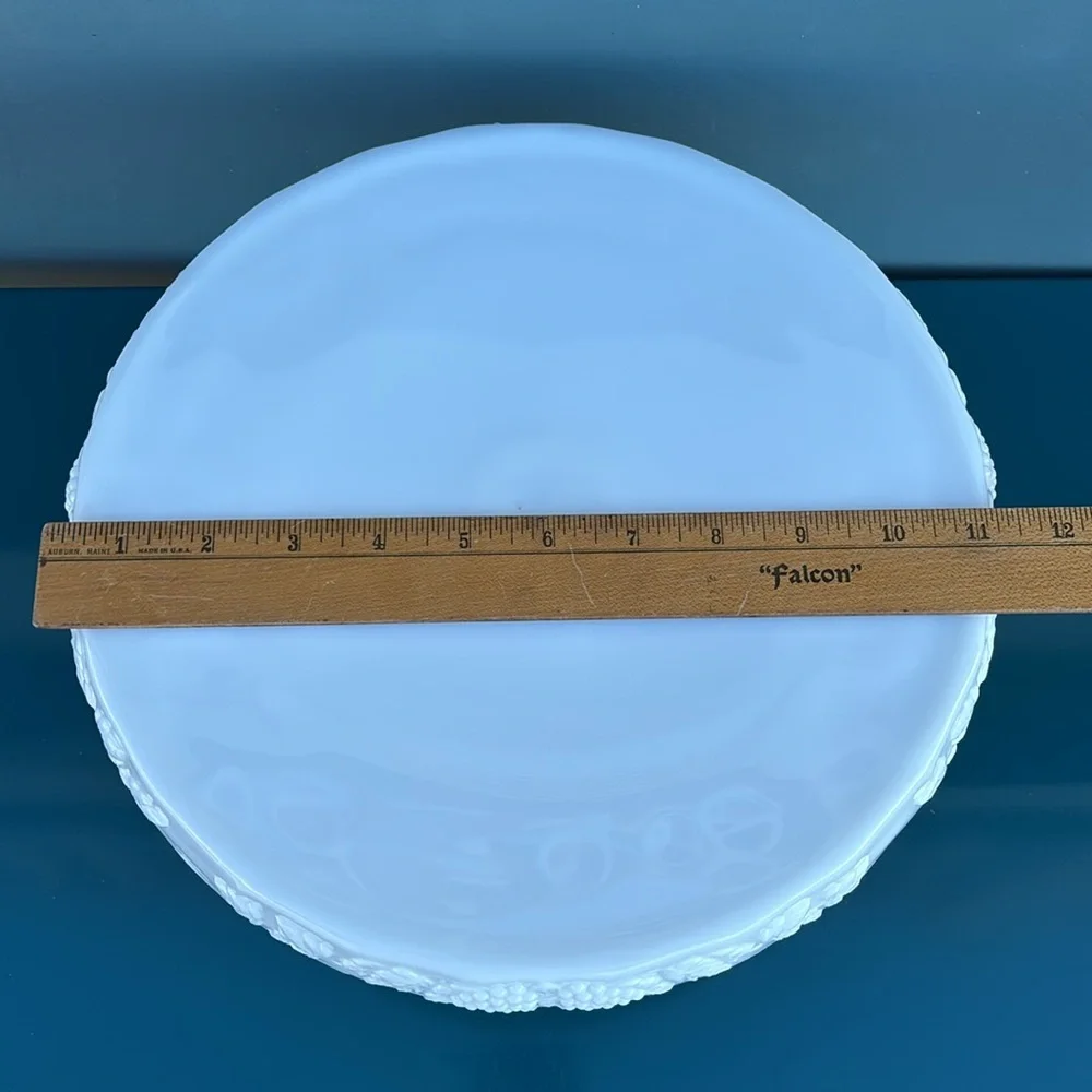 Vintage Westmoreland Milk Glass Paneled Grape Pedestal Cake Stand